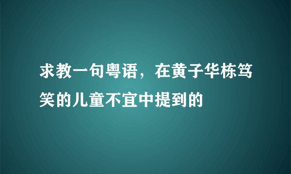 求教一句粤语，在黄子华栋笃笑的儿童不宜中提到的
