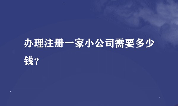 办理注册一家小公司需要多少钱？