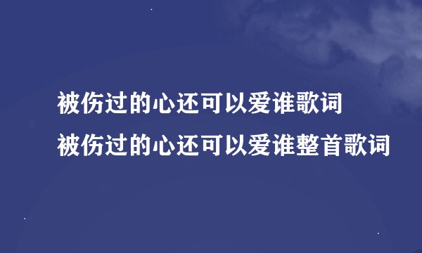 被伤过的心还可以爱谁歌词 被伤过的心还可以爱谁整首歌词