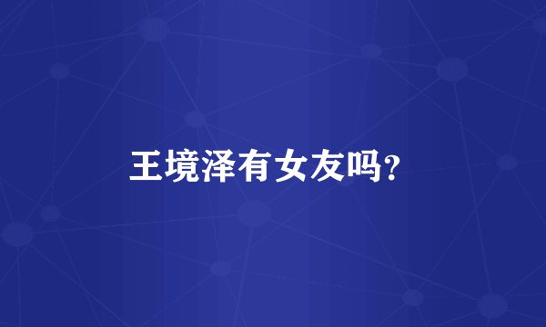 王境泽有女友吗？