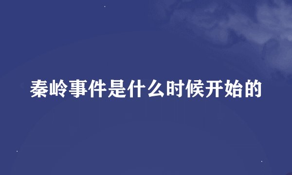 秦岭事件是什么时候开始的