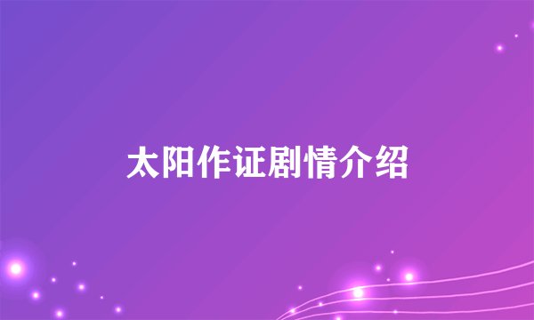 太阳作证剧情介绍