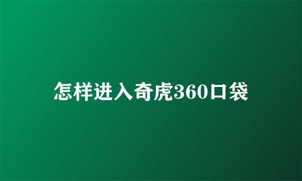 怎样进入奇虎360口袋