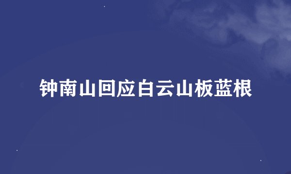钟南山回应白云山板蓝根