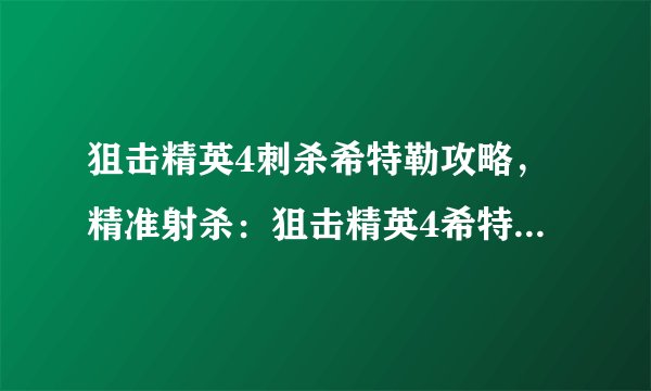 狙击精英4刺杀希特勒攻略，精准射杀：狙击精英4希特勒任务攻略