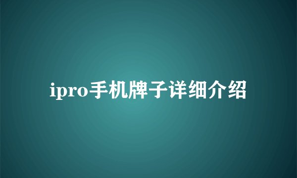 ipro手机牌子详细介绍