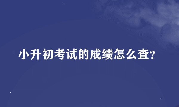 小升初考试的成绩怎么查？