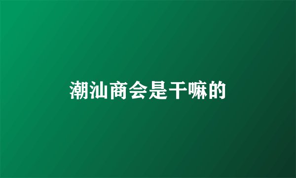 潮汕商会是干嘛的