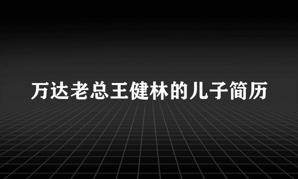 万达老总王健林的儿子简历