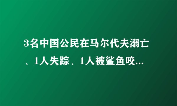 3名中国公民在马尔代夫溺亡、1人失踪、1人被鲨鱼咬伤，中使馆再发提醒