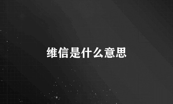 维信是什么意思