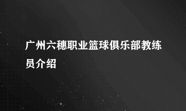 广州六穗职业篮球俱乐部教练员介绍