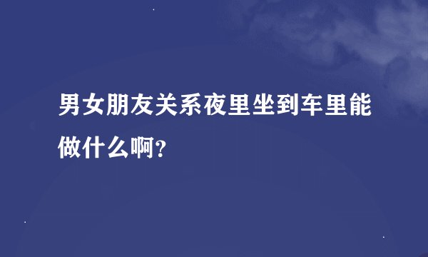 男女朋友关系夜里坐到车里能做什么啊？