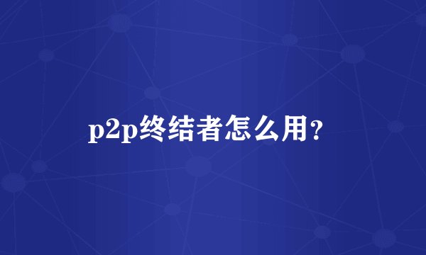 p2p终结者怎么用？
