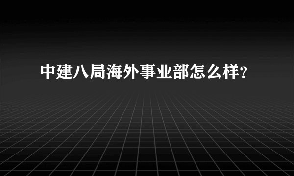中建八局海外事业部怎么样？