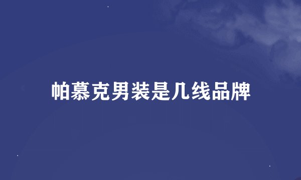 帕慕克男装是几线品牌