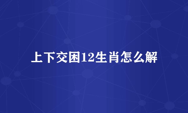 上下交困12生肖怎么解