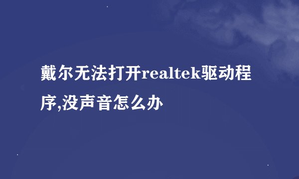 戴尔无法打开realtek驱动程序,没声音怎么办