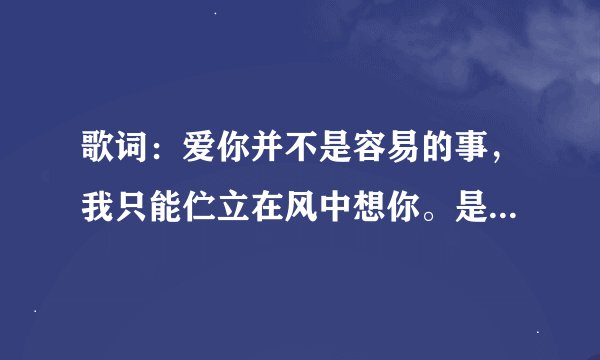 歌词：爱你并不是容易的事，我只能伫立在风中想你。是什么歌？