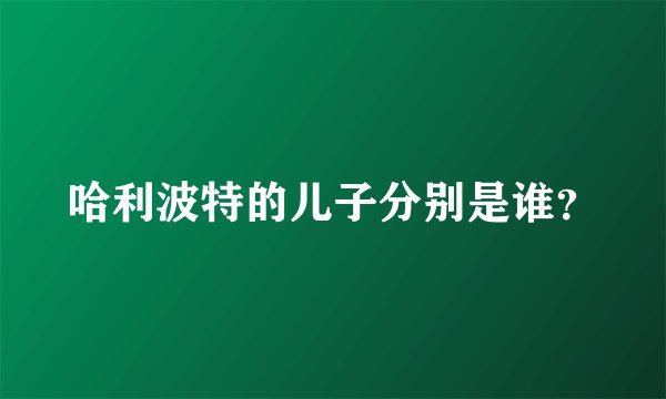 哈利波特的儿子分别是谁？