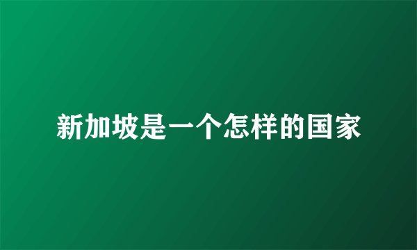 新加坡是一个怎样的国家