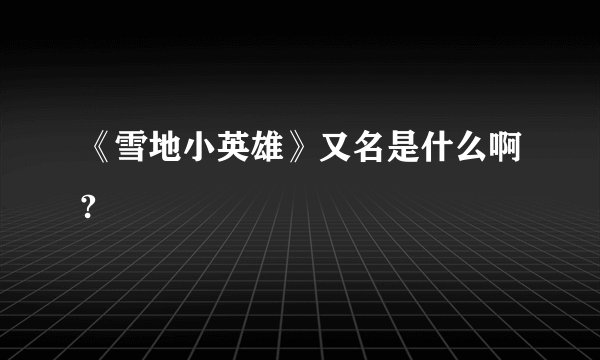 《雪地小英雄》又名是什么啊?