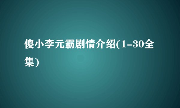 傻小李元霸剧情介绍(1-30全集)