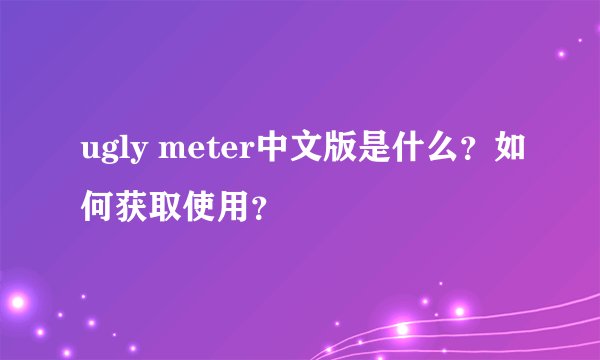 ugly meter中文版是什么？如何获取使用？