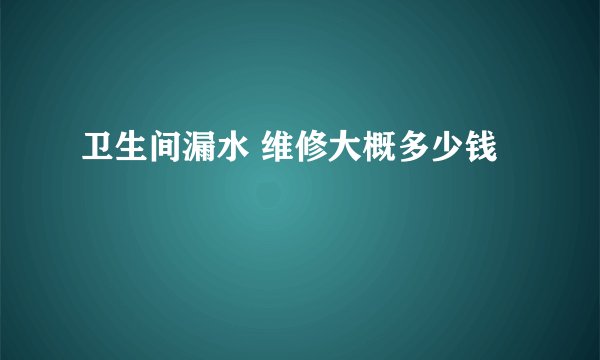 卫生间漏水 维修大概多少钱