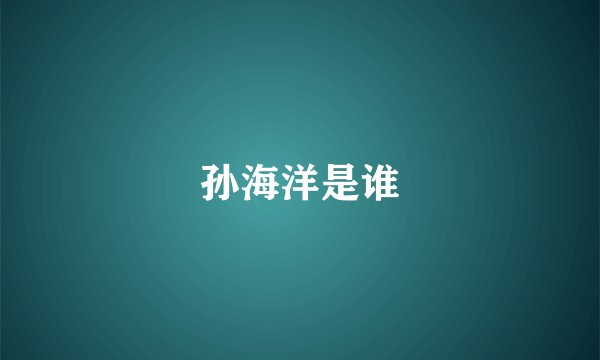 孙海洋是谁