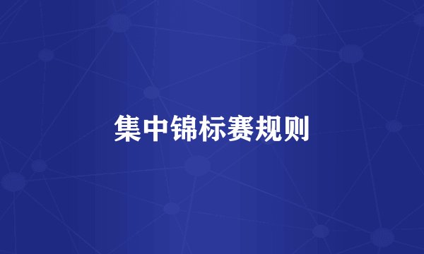 集中锦标赛规则