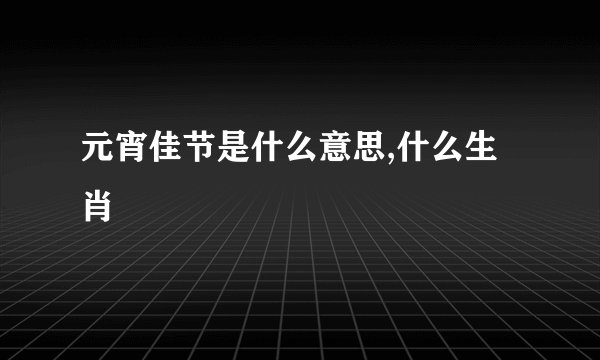 元宵佳节是什么意思,什么生肖