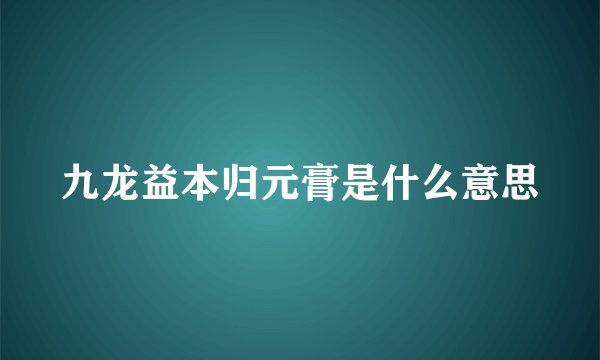 九龙益本归元膏是什么意思