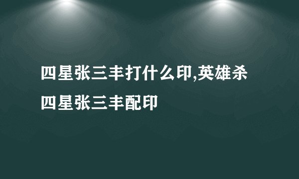 四星张三丰打什么印,英雄杀四星张三丰配印