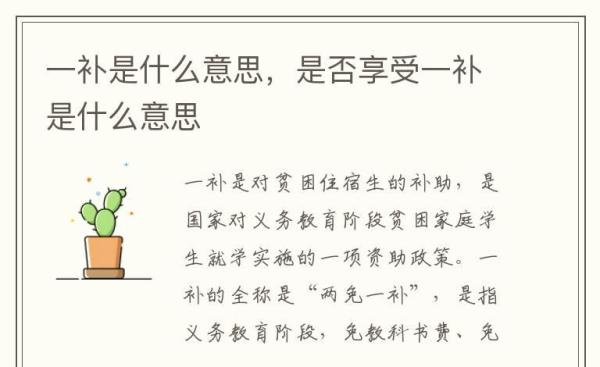一补是什么意思，是否享受一补是什么意思