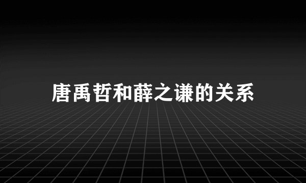 唐禹哲和薛之谦的关系