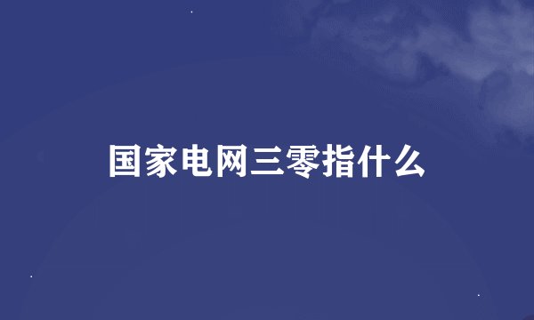 国家电网三零指什么