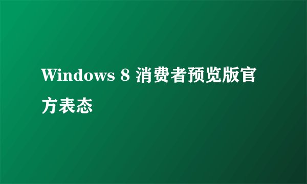 Windows 8 消费者预览版官方表态
