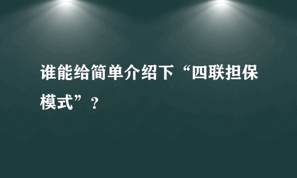 谁能给简单介绍下“四联担保模式”？