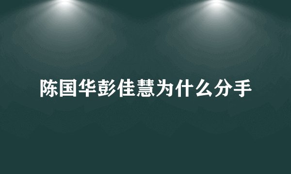 陈国华彭佳慧为什么分手
