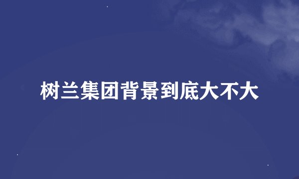 树兰集团背景到底大不大