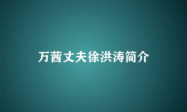 万茜丈夫徐洪涛简介