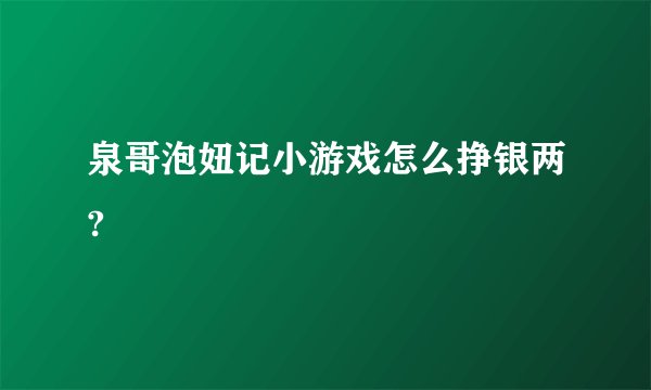 泉哥泡妞记小游戏怎么挣银两?