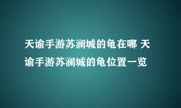 天谕手游苏澜城的龟在哪 天谕手游苏澜城的龟位置一览