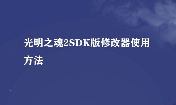 光明之魂2SDK版修改器使用方法