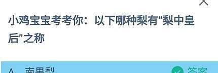 以下哪种梨有“梨中皇后