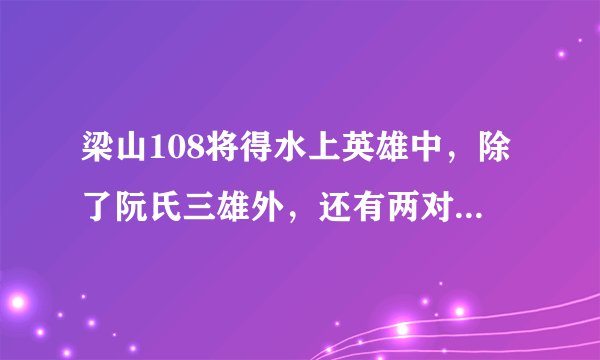 梁山108将得水上英雄中，除了阮氏三雄外，还有两对亲兄弟，他们分别是谁