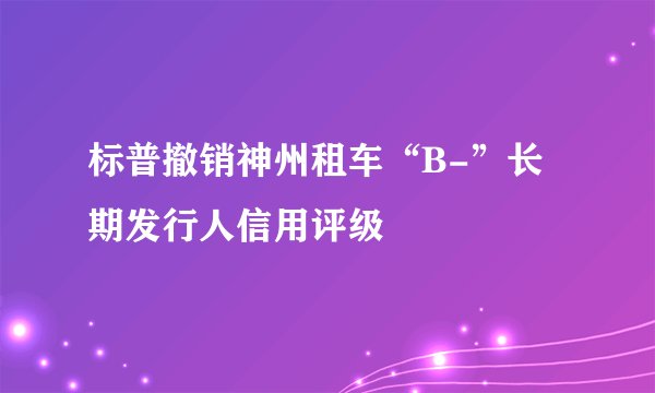 标普撤销神州租车“B-”长期发行人信用评级