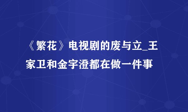 《繁花》电视剧的废与立_王家卫和金宇澄都在做一件事