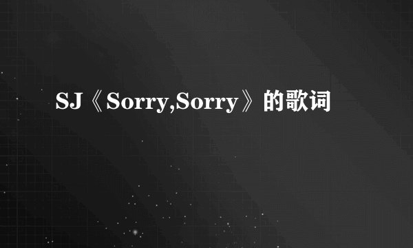 SJ《Sorry,Sorry》的歌词